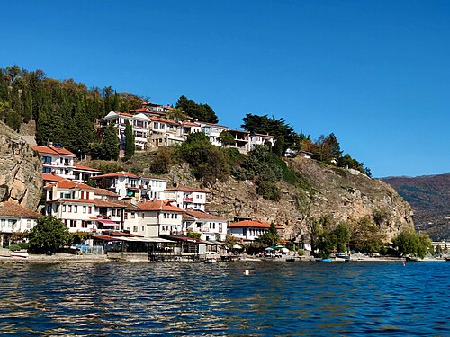 Ohrid old town above Lake Ohrid